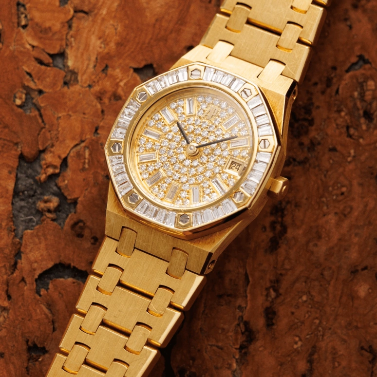 Audemars Piguet,Royal Oak 25mm,25mm,Yellow Gold,Gold,Silver,Quartz,Day,Sapphire,Crystal Glass,66464BA