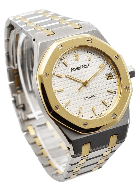 Audemars Piguet,Royal Oak 36mm,36mm,Yellow Gold,Stainless Steel,White,Silver,Automatic,Day,40hours,14790SA,14790SA.OO.0789SA.08