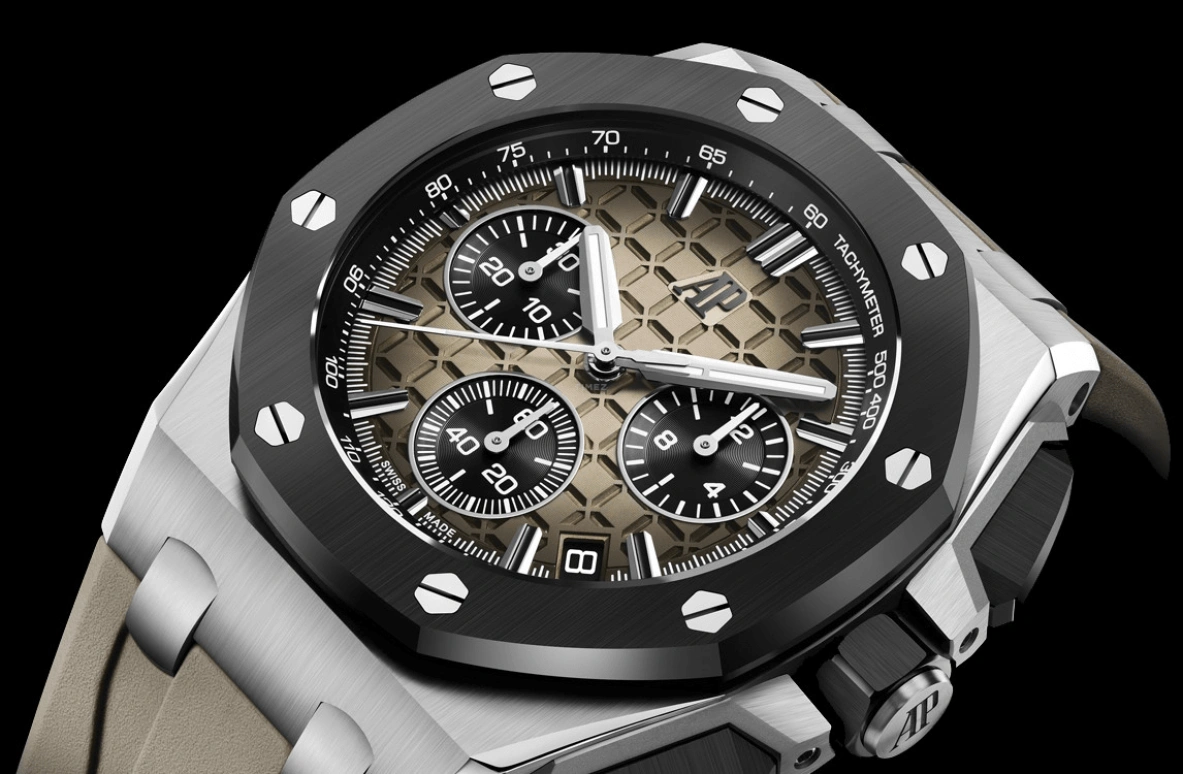 Audemars Piguet,Royal Oak Offshore 43mm,43mm,Ceramic,Stainless Steel,Brown,Automatic,Chronograph,Day,Flyback,26420SO,26420SO.OO.A600CA.01