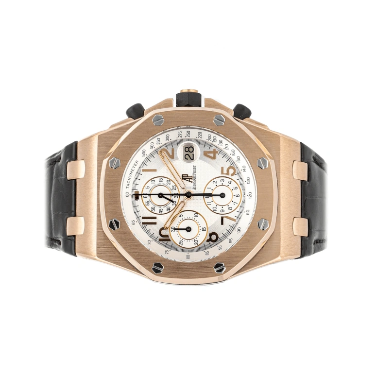 Audemars Piguet,Royal Oak Offshore 44mm,44mm,Pink Gold,Silver,White,Automatic,Chronograph,Day,26061OR,26061OR.OO.D002CR.01
