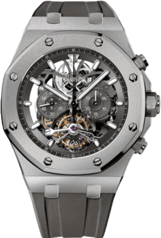 Audemars Piguet,Royal Oak 44mm,44mm,Titanium,Skeleton,Stone Gray,Handwound,Chronograph,Tourbillon,26347TI,26347TI.GG.D004CA.02