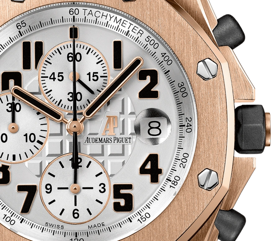 Audemars Piguet,Royal Oak Offshore 42mm,42mm,Pink Gold,Silver,White,Automatic,Chronograph,Day,26170OR,26170OR.OO.1000OR.01