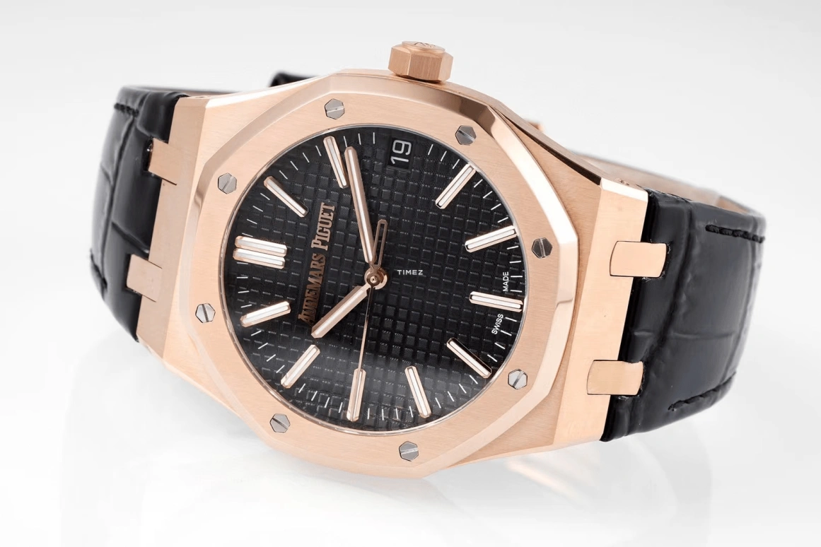 Audemars Piguet,Royal Oak 41mm,41mm,Rose Gold,Black,Automatic,Day,70hours,15510OR,15510OR.OO.D002CR.02