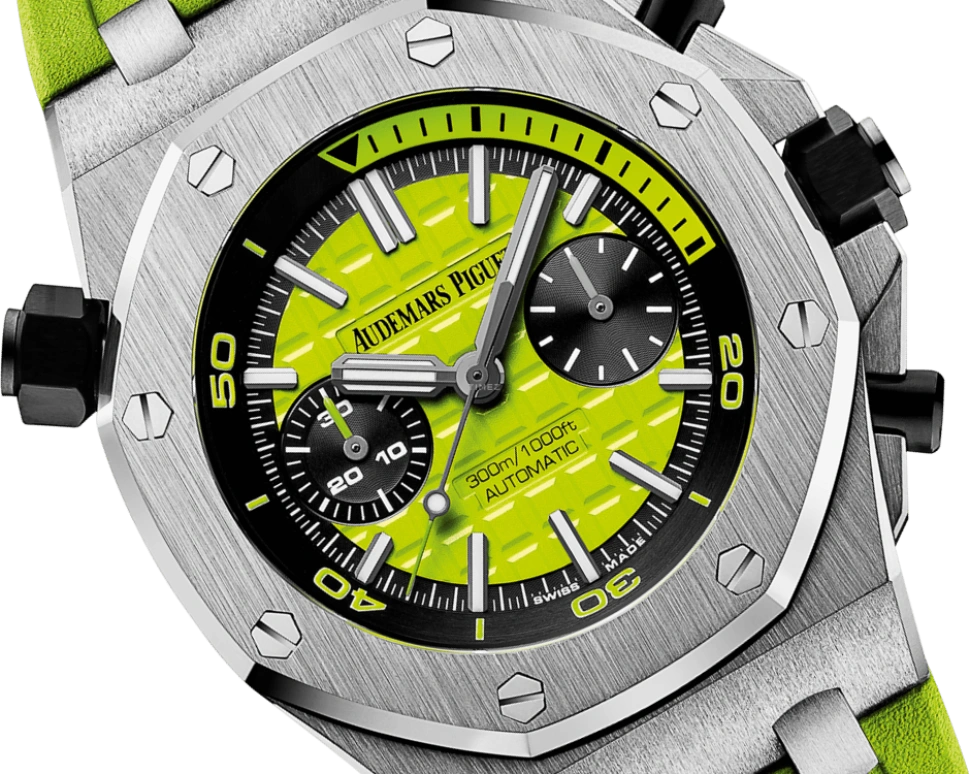 Audemars Piguet,Royal Oak Offshore 42mm,42mm,Stainless Steel,Green,Automatic,Chronograph,50hours,26703ST,26703ST.OO.A038CA.01