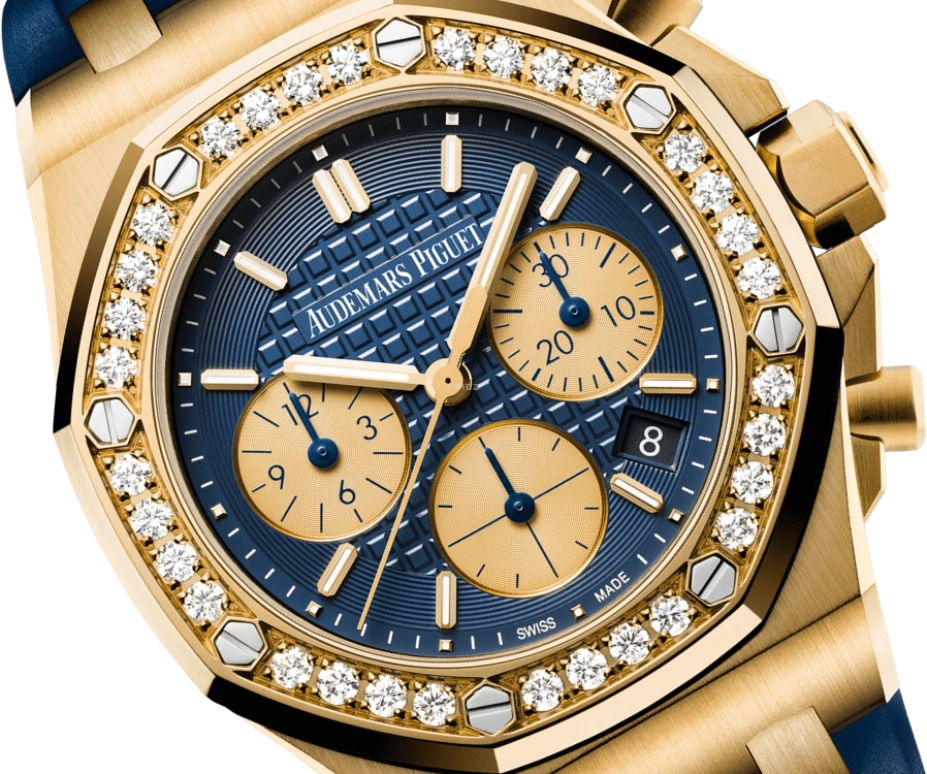 Audemars Piguet,Royal Oak Offshore 37mm,37mm,Yellow Gold,Blue,Automatic,Chronograph,Day,26231BA,26231BA.ZZ.D027CA.01