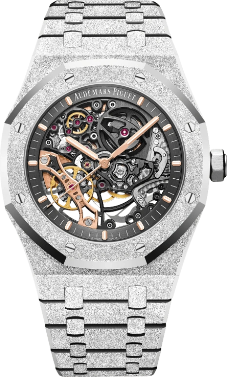 Audemars Piguet,Royal Oak 41mm,41mm,White Gold,Skeleton,Stone Gray,Automatic,Double Balance,45hours,Quavo,15407BC,15407BC.GG.1224BC.01