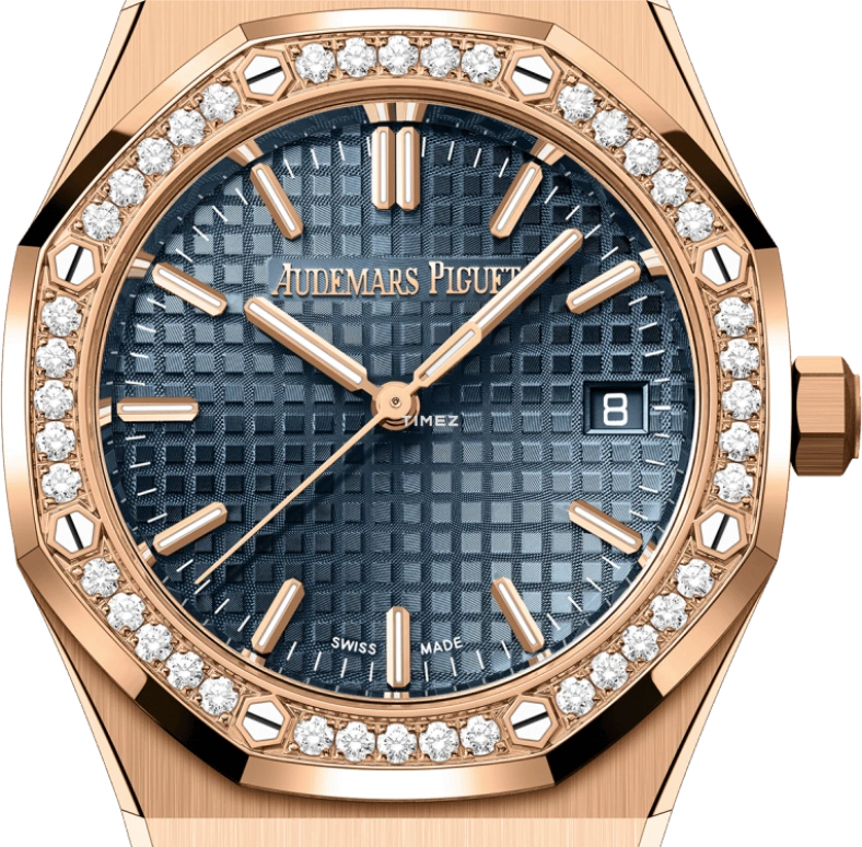 Audemars Piguet,Royal Oak 34mm,34mm,Pink Gold,Blue,Automatic,Day,50hours,77451OR,77451OR.ZZ.1361OR.02 50th