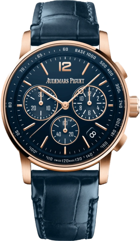 Audemars Piguet,CODE 11.59 41mm,41mm,Pink Gold,Blue,Automatic,Chronograph,Day,Flyback,26393OR,26393OR.OO.A321CR.01