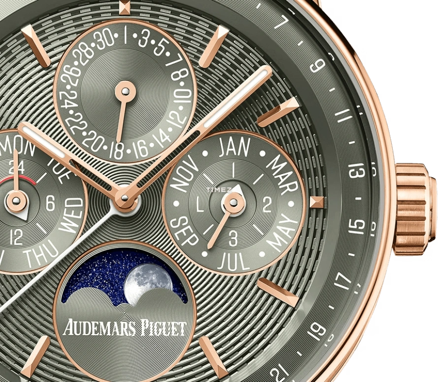Audemars Piguet,CODE 11.59 38mm,38mm,Rose Gold,Green,Automatic,Moonphase,Perpetual Calendar,Month,Date,55hours,In-house Caliber,26441OR,26441OR.OO.D405CR.01