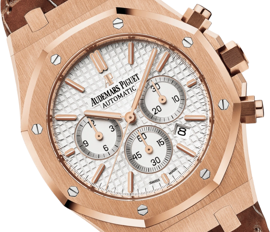Audemars Piguet,Royal Oak 41mm,41mm,Rose Gold,Silver,White,Automatic,Chronograph,Day,26320OR,26320OR.OO.D088CR.01