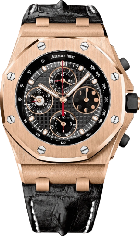 Audemars Piguet,Royal Oak Offshore 42mm,42mm,Pink Gold,Black,Automatic,Chronograph,Moonphase,Perpetual Calendar,Leap Year,38hours,In-house Caliber,26209OR,26209OR.OO.D101CR.01