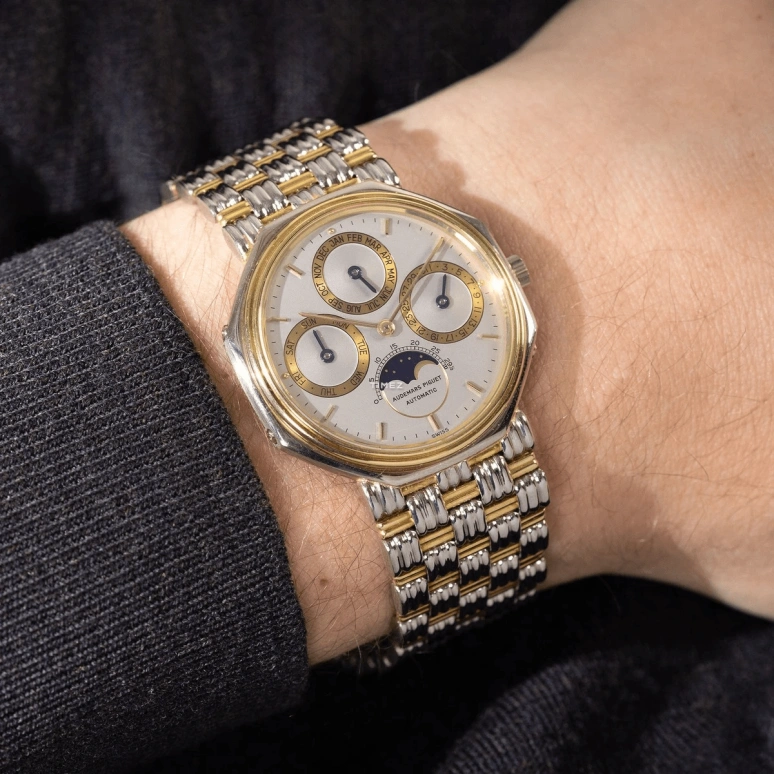 Audemars Piguet,Other 36mm,36mm,White Gold,Yellow Gold,Silver White,Automatic,Moonphase,Perpetual Calendar,Month,Date,40hours,In-house Caliber,5557CA