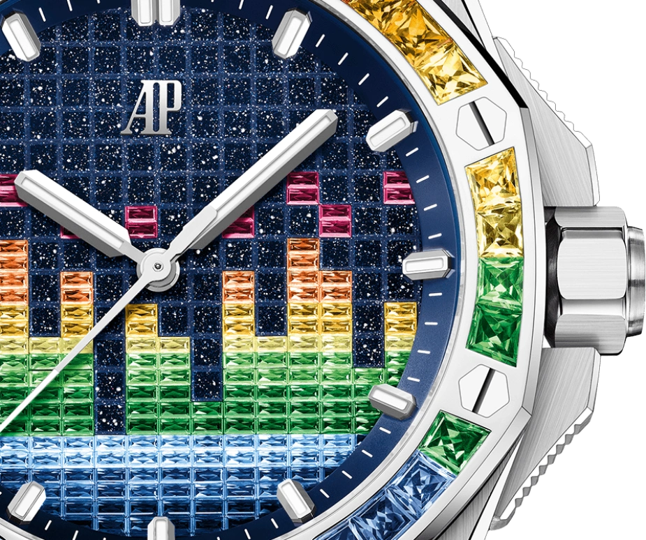 Audemars Piguet,Royal Oak Offshore 43mm,43mm,White Gold,Multi-Color,Orange,Blue,Green,Automatic,70hours,In-house Caliber,Anton Zaslavski,John Mayer,Zedd,15601BC,15601BC.YY.D343CA.01