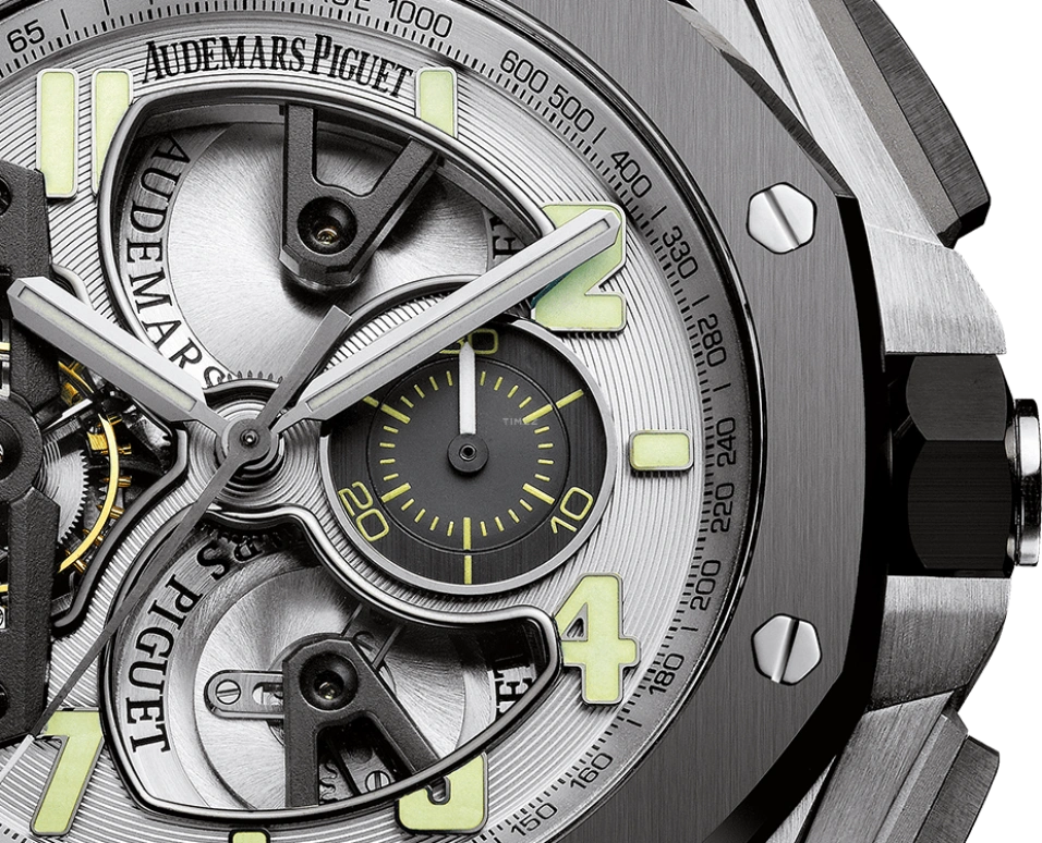 Audemars Piguet,Royal Oak Offshore 44mm,44mm,Titanium,Ceramic,Silver,Handwound,Chronograph,Tourbillon,26387IO,26387IO.OO.D002CA.01