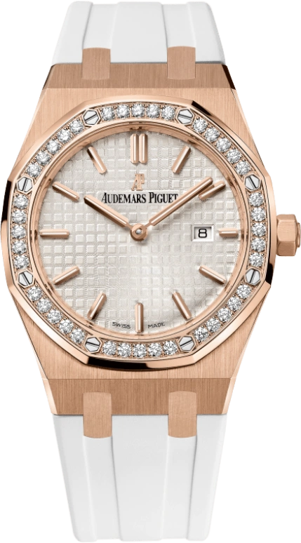 Audemars Piguet,Royal Oak 33mm,33mm,Pink Gold,Silver,White,Quartz,Day,In-house Caliber,67651OR,67651OR.ZZ.D010CA.01