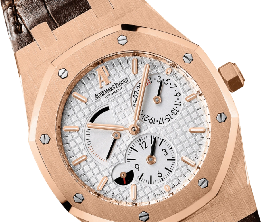 Audemars Piguet,Royal Oak 39mm,39mm,Pink Gold,Silver,White,Automatic,Chronograph,Day,Power Reserve Indicator,Day / Night Indication,38hours,In-house Caliber,26120OR,26120OR.OO.D088CR.01