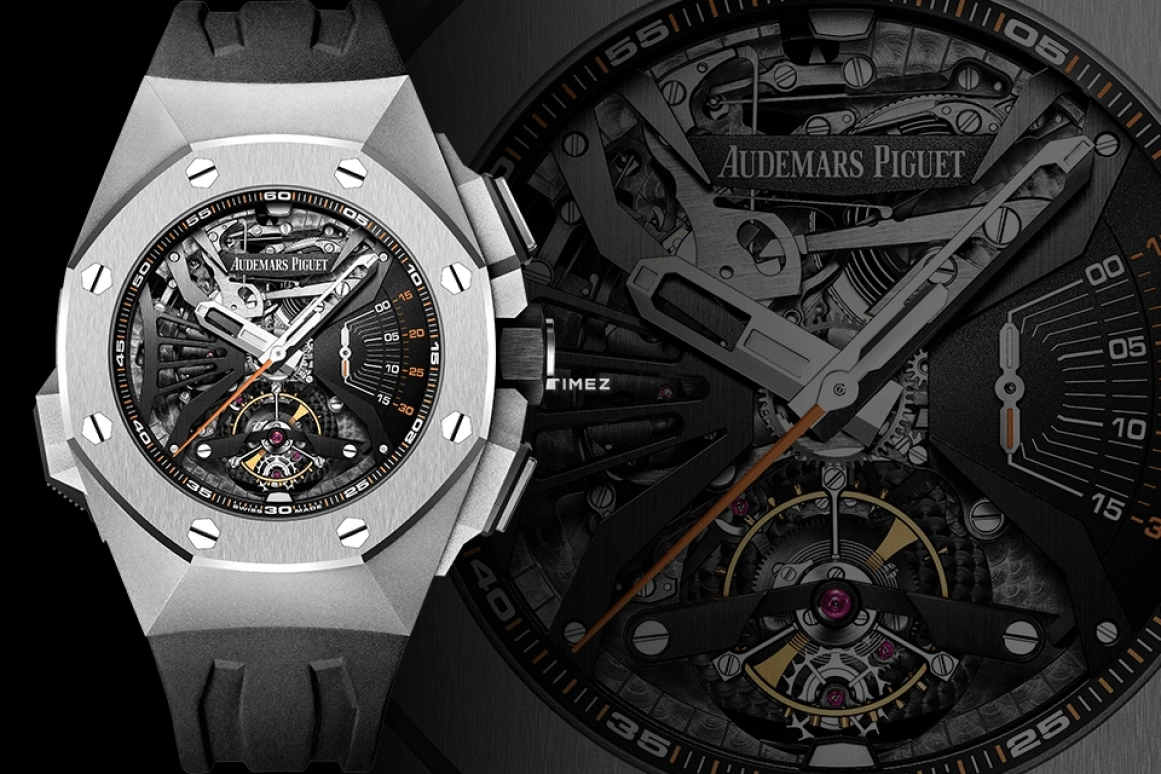 Audemars Piguet,Royal Oak Concept 44mm,44mm,Stainless Steel,Black,Skeleton,Handwound,Chronograph,Tourbillon,Minute Repeater,26577ST,26577ST.OO.D002CA.01