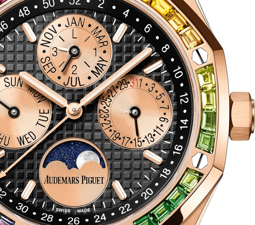 Audemars Piguet,Royal Oak 41mm,41mm,Rose Gold,Black,Automatic,Moonphase,Perpetual Calendar,Leap Year,Month,40hours,In-house Caliber,26614OR,26614OR.YY.1220OR.01