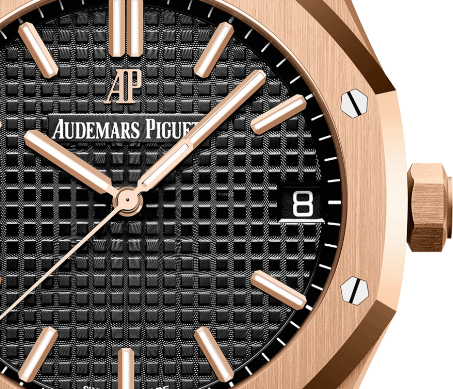 Audemars Piguet,Royal Oak 41mm,41mm,Pink Gold,Black,Automatic,Day,70hours,15500OR,15500OR.OO.1220OR.01