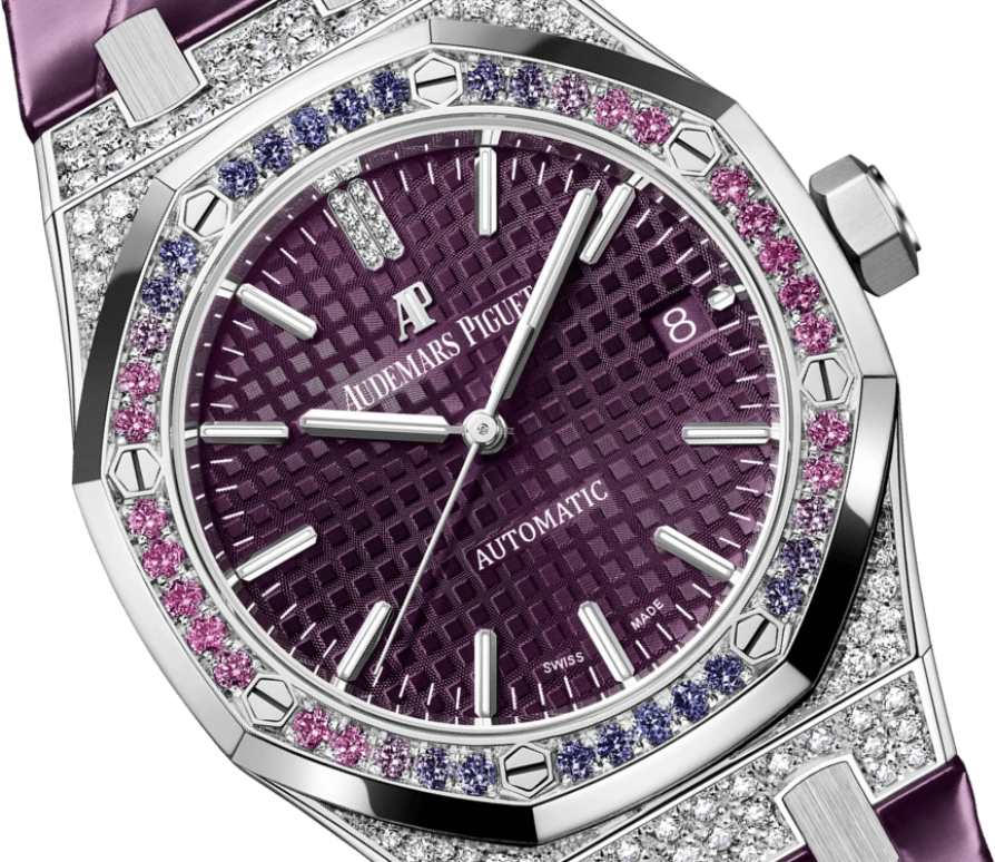 Audemars Piguet,Royal Oak 37mm,37mm,White Gold,Purple,Automatic,Day,60hours,15452BC,15452BC.ZY.D600CR.01