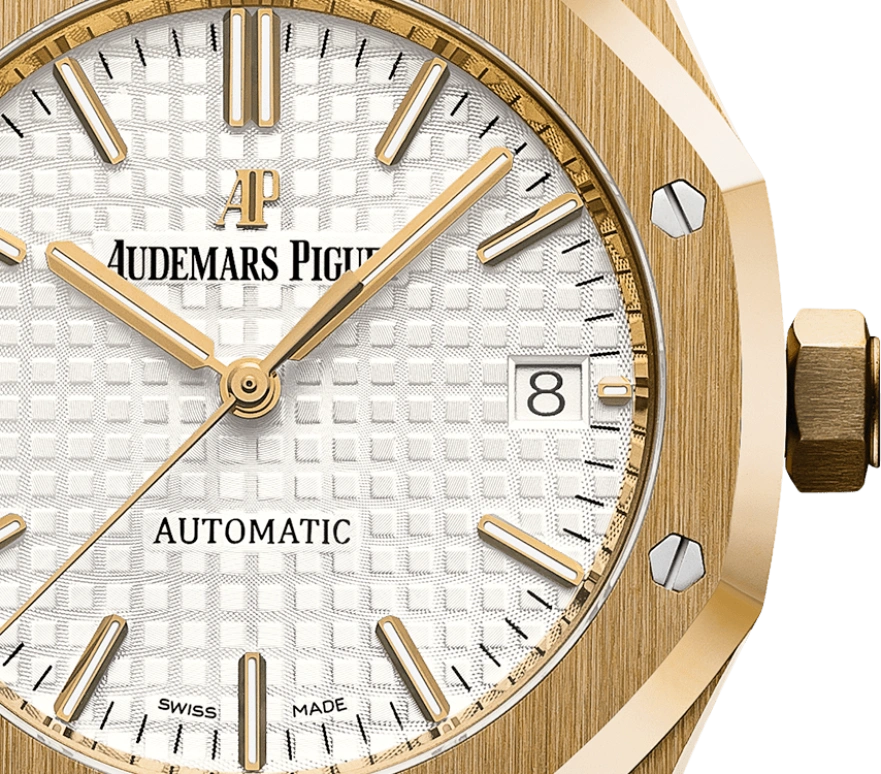 Audemars Piguet,Royal Oak 37mm,37mm,Yellow Gold,Silver,White,Silver White,Automatic,Day,60hours,15450BA,15450BA.OO.1256BA.01