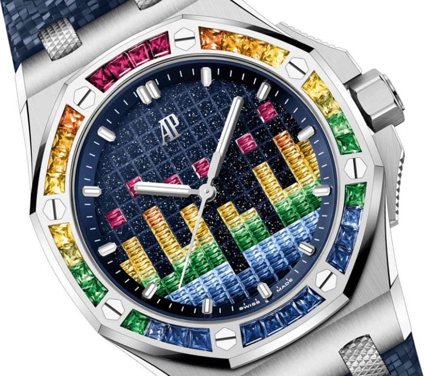 Audemars Piguet,Royal Oak Offshore 37mm,37mm,White Gold,Multi-Color,Orange,Blue,Green,Automatic,60hours,In-house Caliber,77601BC,77601BC.YY.D343CA.01