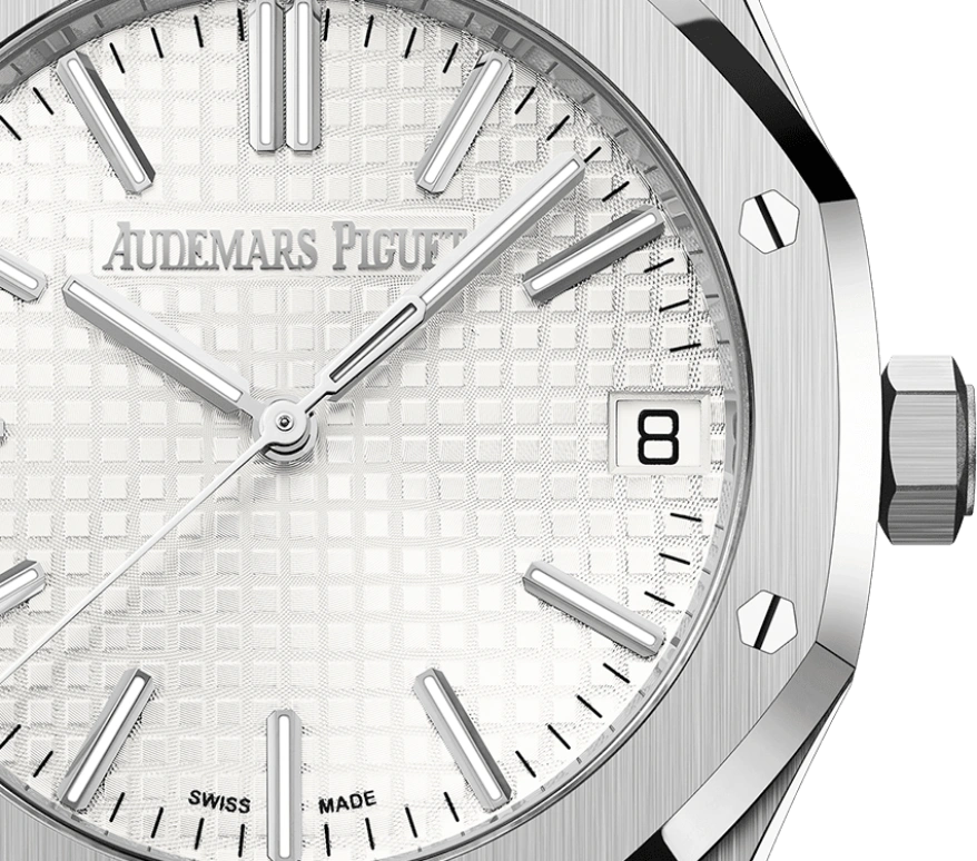 Audemars Piguet,Royal Oak 41mm,41mm,Stainless Steel,Silver,White,Automatic,Day,70hours,Romelu Lukaku,15510ST,15510ST.OO.1320ST.03 50th