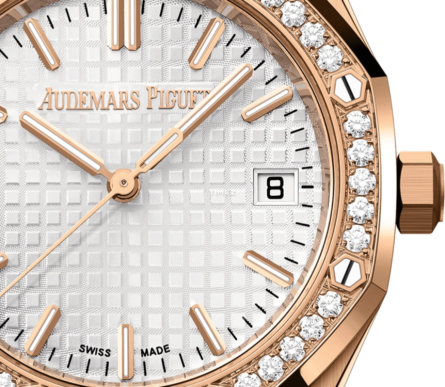 Audemars Piguet,Royal Oak 34mm,34mm,Rose Gold,Silver,White,Automatic,Day,50hours,77451OR,77451OR.ZZ.1361OR.03