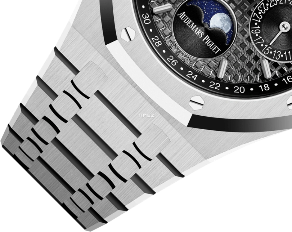 Audemars Piguet,Royal Oak 41mm,41mm,White Gold,Black,Automatic,Moonphase,Perpetual Calendar,Leap Year,Month,Sapphire,Crystal Glass,Octagon,26607BC,26607BC.OO.1220BC.02
