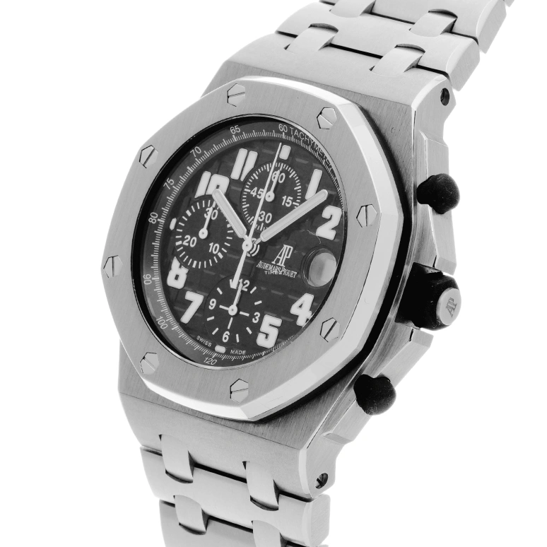 Audemars Piguet,Royal Oak Offshore 44mm,44mm,Stainless Steel,Black,Automatic,Chronograph,Day,25721ST,25721ST.OO.1000ST.08.A