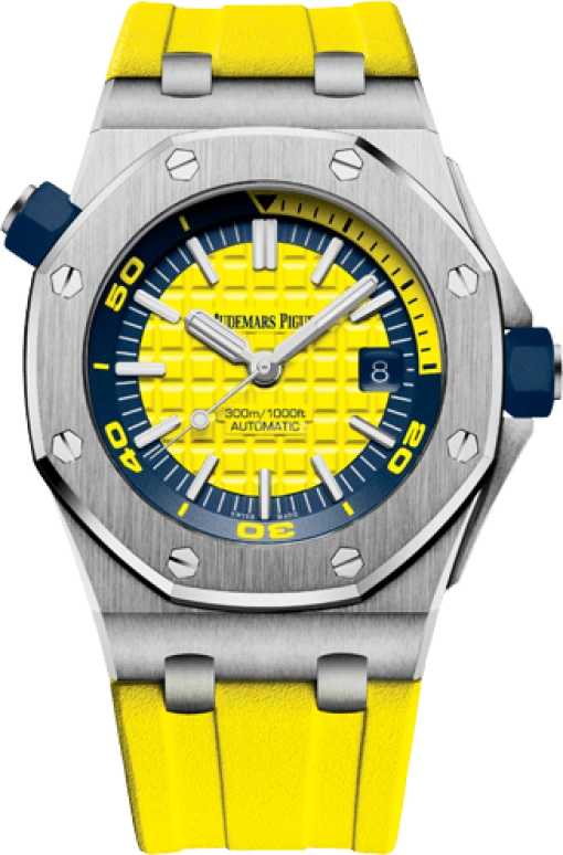 Audemars Piguet,Royal Oak Offshore 42mm,42mm,Stainless Steel,Yellow,Automatic,Day,60hours,15710ST,15710ST.OO.A051CA.01