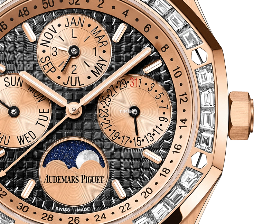 Audemars Piguet,Royal Oak 41mm,41mm,Rose Gold,Black,Automatic,Moonphase,Perpetual Calendar,Leap Year,Month,40hours,In-house Caliber,26614OR,26614OR.ZZ.1220OR.01