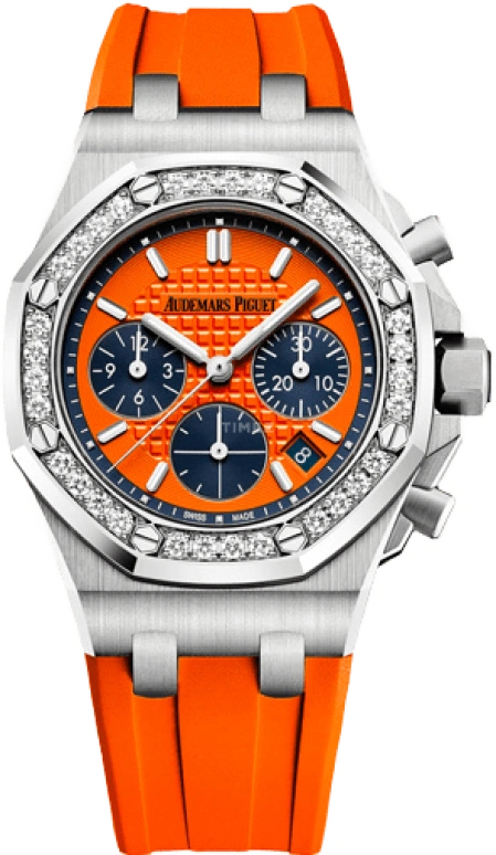 Audemars Piguet,Royal Oak Offshore 37mm,37mm,Stainless Steel,Orange,Blue,Automatic,Chronograph,Day,26231ST,26231ST.ZZ.D070CA.01