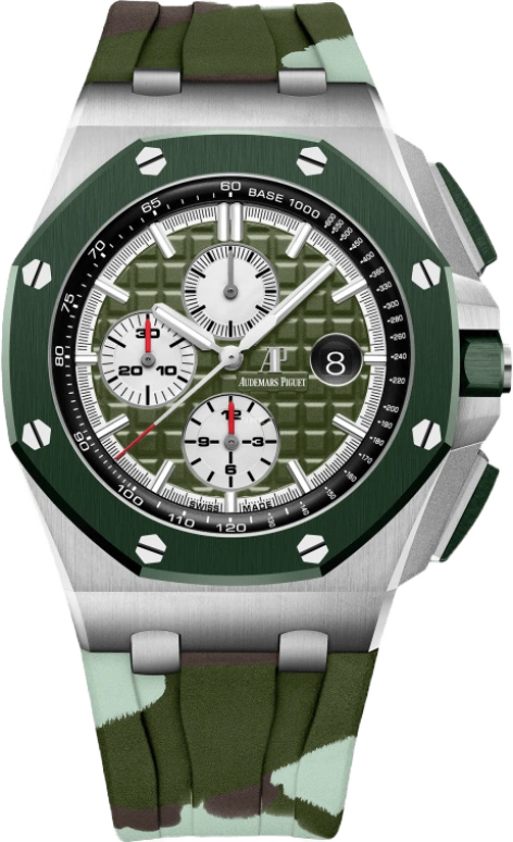 Audemars Piguet,Royal Oak Offshore 44mm,44mm,Ceramic,Stainless Steel,Green,Automatic,Chronograph,Day,Nikola Jokic,26400SO,26400SO.OO.A055CA.01