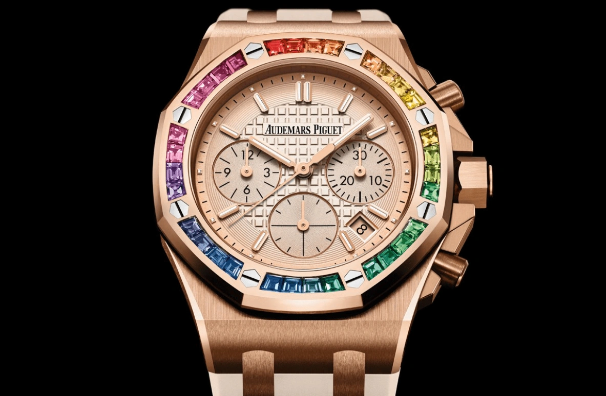 Audemars Piguet,Royal Oak Offshore 37mm,37mm,Pink Gold,Beige,Rose Gold,Automatic,Chronograph,Day,26236OR,26236OR.YY.D085CA.01