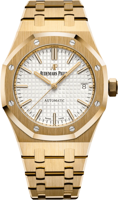 Audemars Piguet,Royal Oak 37mm,37mm,Yellow Gold,Silver,White,Silver White,Automatic,Day,60hours,15450BA,15450BA.OO.1256BA.01