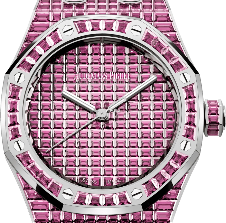 Audemars Piguet,Royal Oak 37mm,37mm,White Gold,Pink,Automatic,60hours,In-house Caliber,15554BC,15554BC.TM.1274BC.01