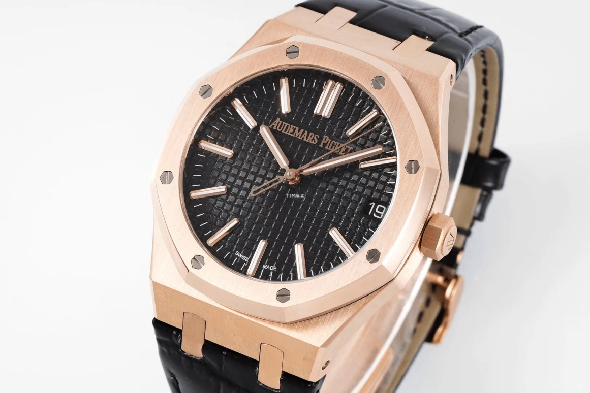 Audemars Piguet,Royal Oak 41mm,41mm,Rose Gold,Black,Automatic,Day,70hours,15510OR,15510OR.OO.D002CR.02