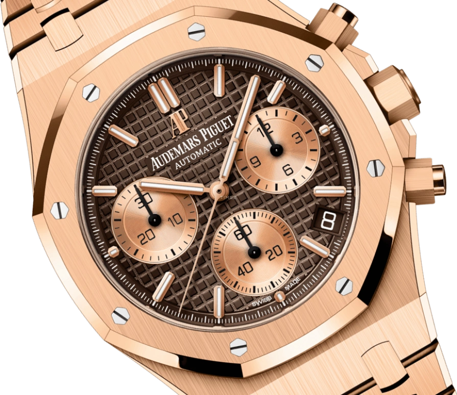 Audemars Piguet,Royal Oak 41mm,41mm,Pink Gold,Brown,Automatic,Chronograph,Day,26239OR,26239OR.OO.1220OR.02