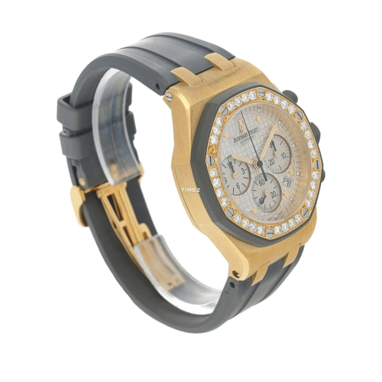 Audemars Piguet,Royal Oak Offshore 37mm,37mm,Yellow Gold,Silver,Automatic,Chronograph,Day,25986AK,25986AK.ZZ.D003CA.02