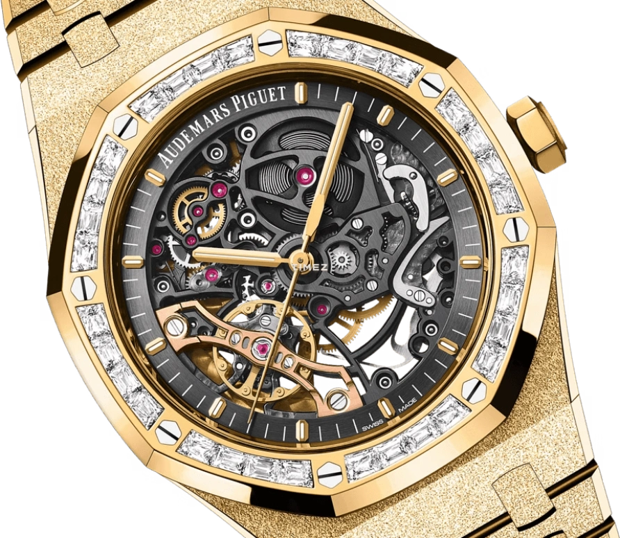 Audemars Piguet,Royal Oak 41mm,41mm,Yellow Gold,Skeleton,Grey,Automatic,Double Balance,45hours,15412BA,15412BA.ZG.1224BA.01