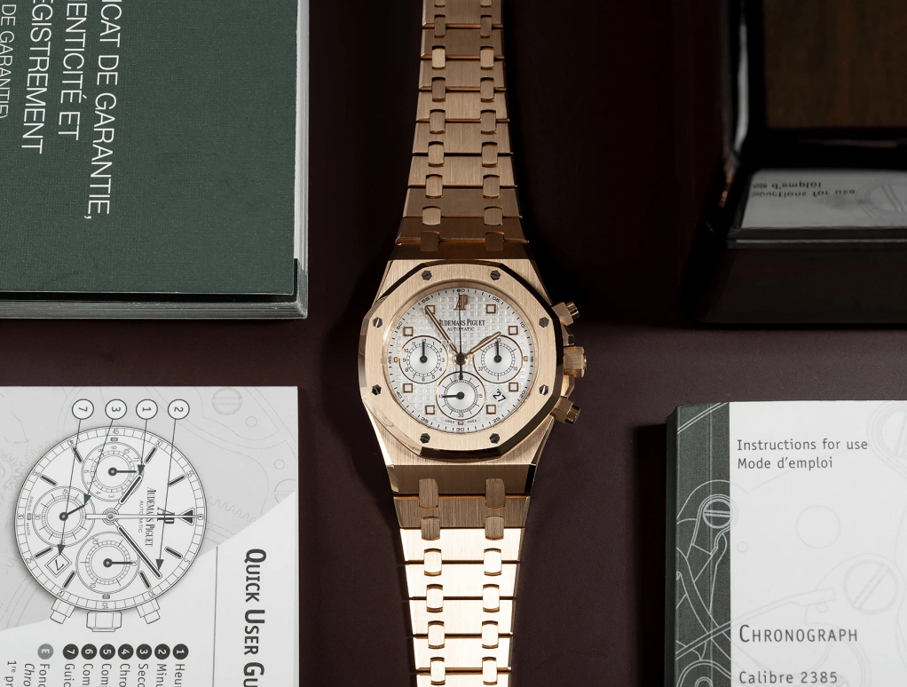 Audemars Piguet,Royal Oak 40mm,40mm,Rose Gold,White,Silver,Silver White,Automatic,Chronograph,Day,259600R,259600R.OO.1185