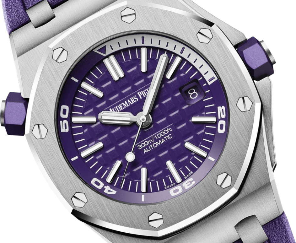 Audemars Piguet,Royal Oak Offshore 42mm,42mm,Stainless Steel,Purple,Automatic,Day,60hours,15710ST,15710ST.OO.A077CA.01