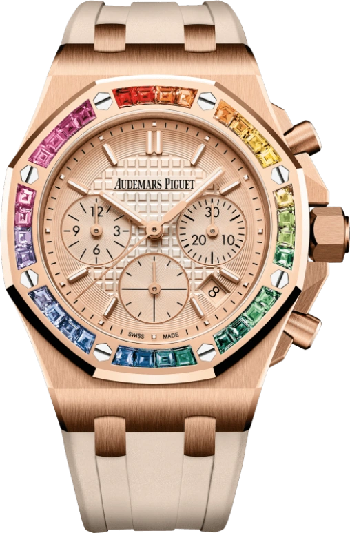 Audemars Piguet,Royal Oak Offshore 37mm,37mm,Pink Gold,Beige,Rose Gold,Automatic,Chronograph,Day,26236OR,26236OR.YY.D085CA.01