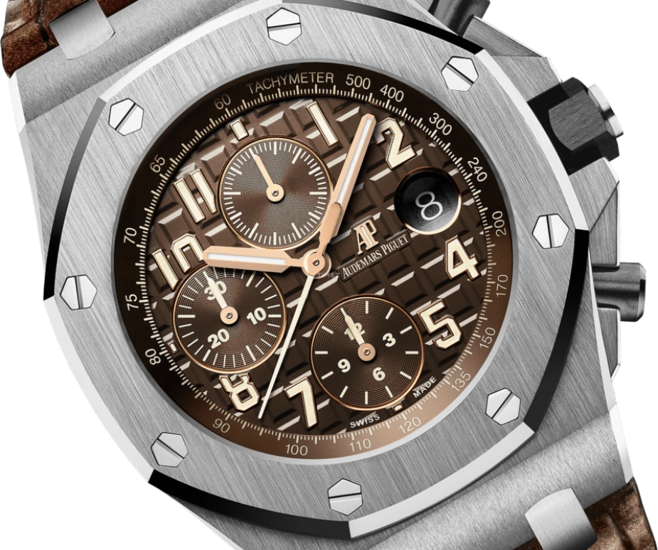 Audemars Piguet,Royal Oak Offshore 42mm,42mm,Ceramic,Stainless Steel,Brown,Automatic,Chronograph,Day,26470ST,26470ST.OO.A820CR.01
