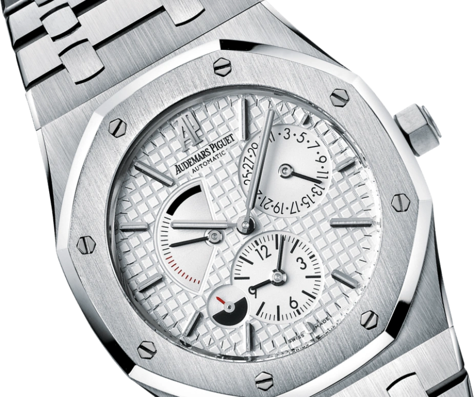 Audemars Piguet,Royal Oak 39mm,39mm,Stainless Steel,Silver,White,Silver White,Automatic,Day,Power Reserve Indicator,Dule Time,Day / Night Indication,38hours,In-house Caliber,26120ST,26120ST.OO.1220ST.01
