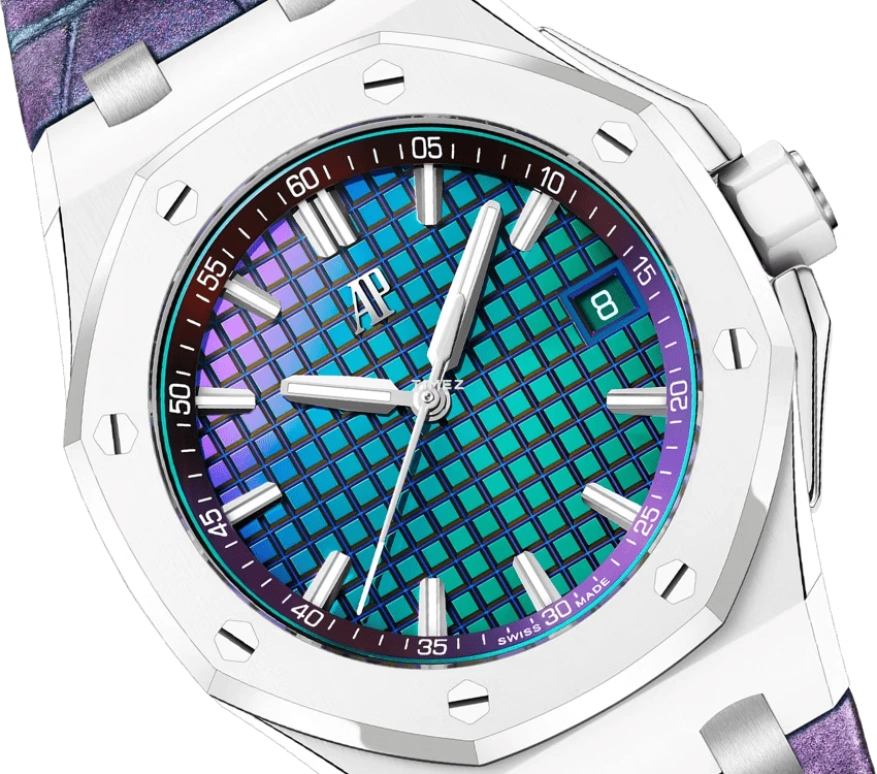 Audemars Piguet,Royal Oak Offshore 37mm,37mm,Ceramic,Titanium,Multi-Color,Rainbow,Automatic,Day,60hours,77605CB,77605CB.OO.A422CR.01