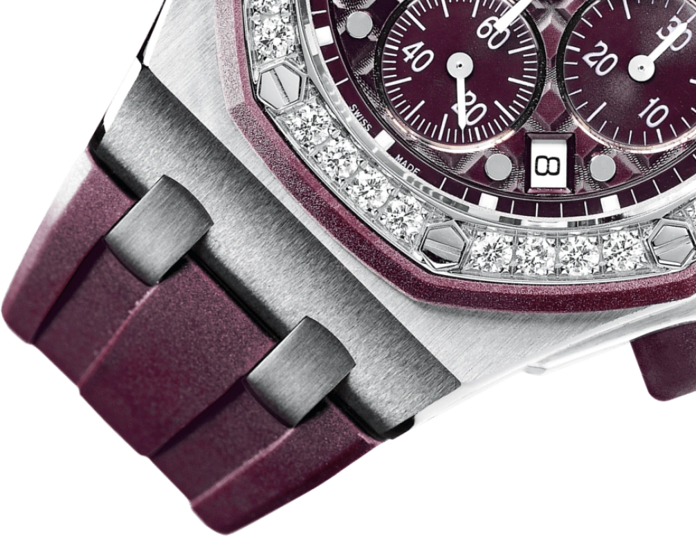 Audemars Piguet,Royal Oak Offshore 37mm,37mm,Rubber,Stainless Steel,Purple,Automatic,Chronograph,Day,26048SK,26048SK.ZZ.D066CA.01