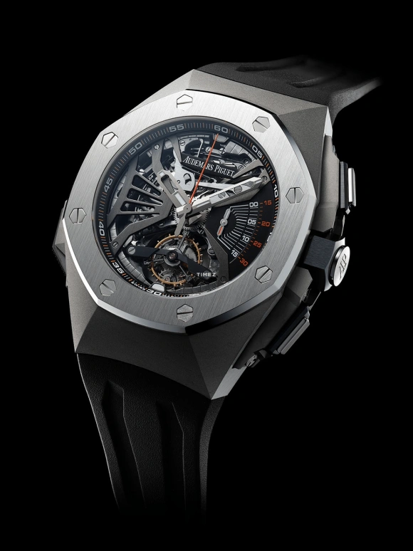 Audemars Piguet,Royal Oak Concept 44mm,44mm,Stainless Steel,Black,Skeleton,Handwound,Chronograph,Tourbillon,Minute Repeater,26577ST,26577ST.OO.D002CA.01