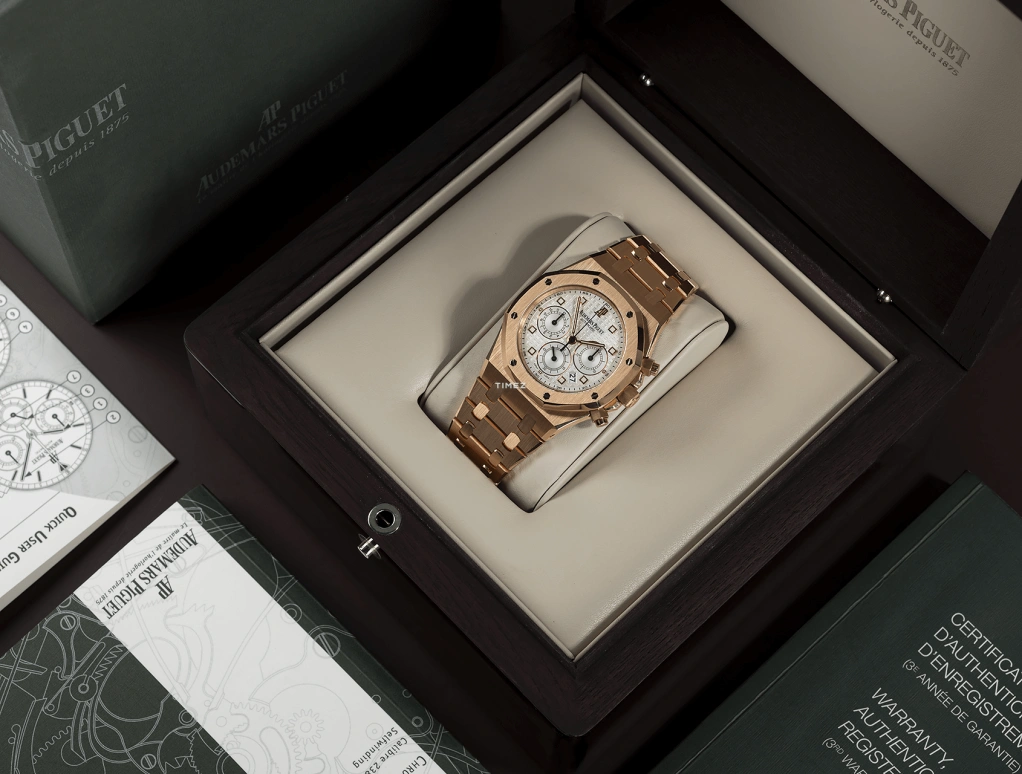 Audemars Piguet,Royal Oak 40mm,40mm,Rose Gold,White,Silver,Silver White,Automatic,Chronograph,Day,259600R,259600R.OO.1185